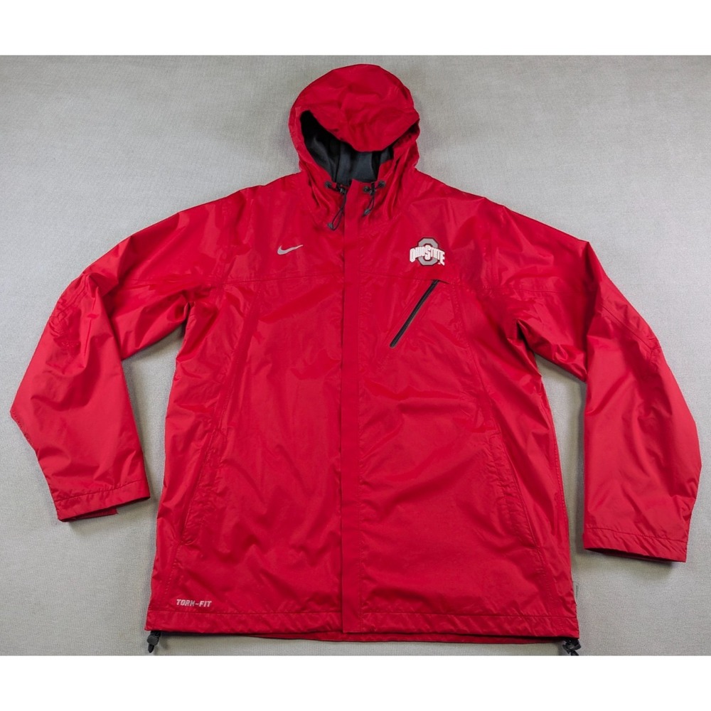 Ohio State Buckeyes Jacket Mens Large Red Nike Hoodie Windbreaker Coat OSU